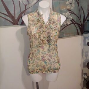 Grane semi sheer ruffle front tank blouse